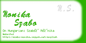 monika szabo business card